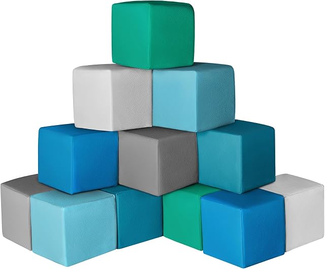 Bâtiments en mousse pour enfants : 12-Pieces PU Blocs de mousse colorés en cuir - Bâtir des jouets pour les enfants - Jouets géants de blocs d'échafaudage - Soft indoor playset pour cadeau d'anniversaire Enseignement préscolaire (Modern)