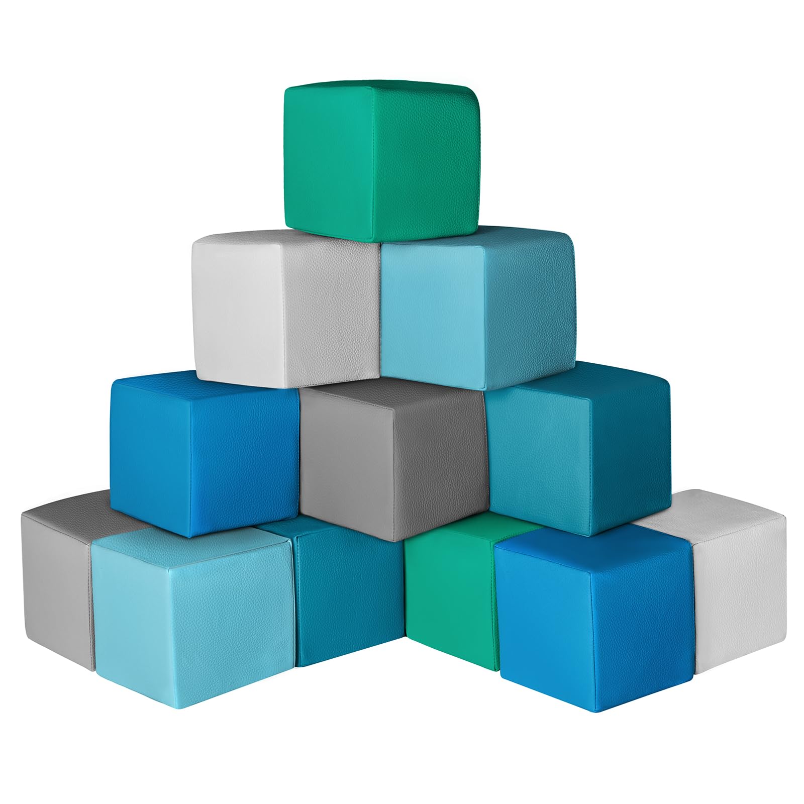 Foam Building Blocks for Kids: 12-Pieces PU Leather Colorful Foam Blocks - Building Toys for Toddler - Giant Stacking Blocks Toys - Soft Indoor Playset for Birthday Gift Preschool Learning (Modern)
