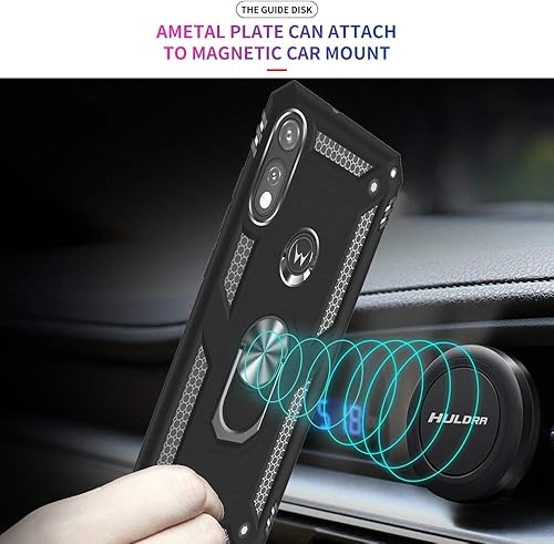 Miniatura 6 de Funda para Moto E, funda para Moto E con protector de pantalla HD, fundas protectoras de grado militar con anillo para Moto E 2020 (negro)