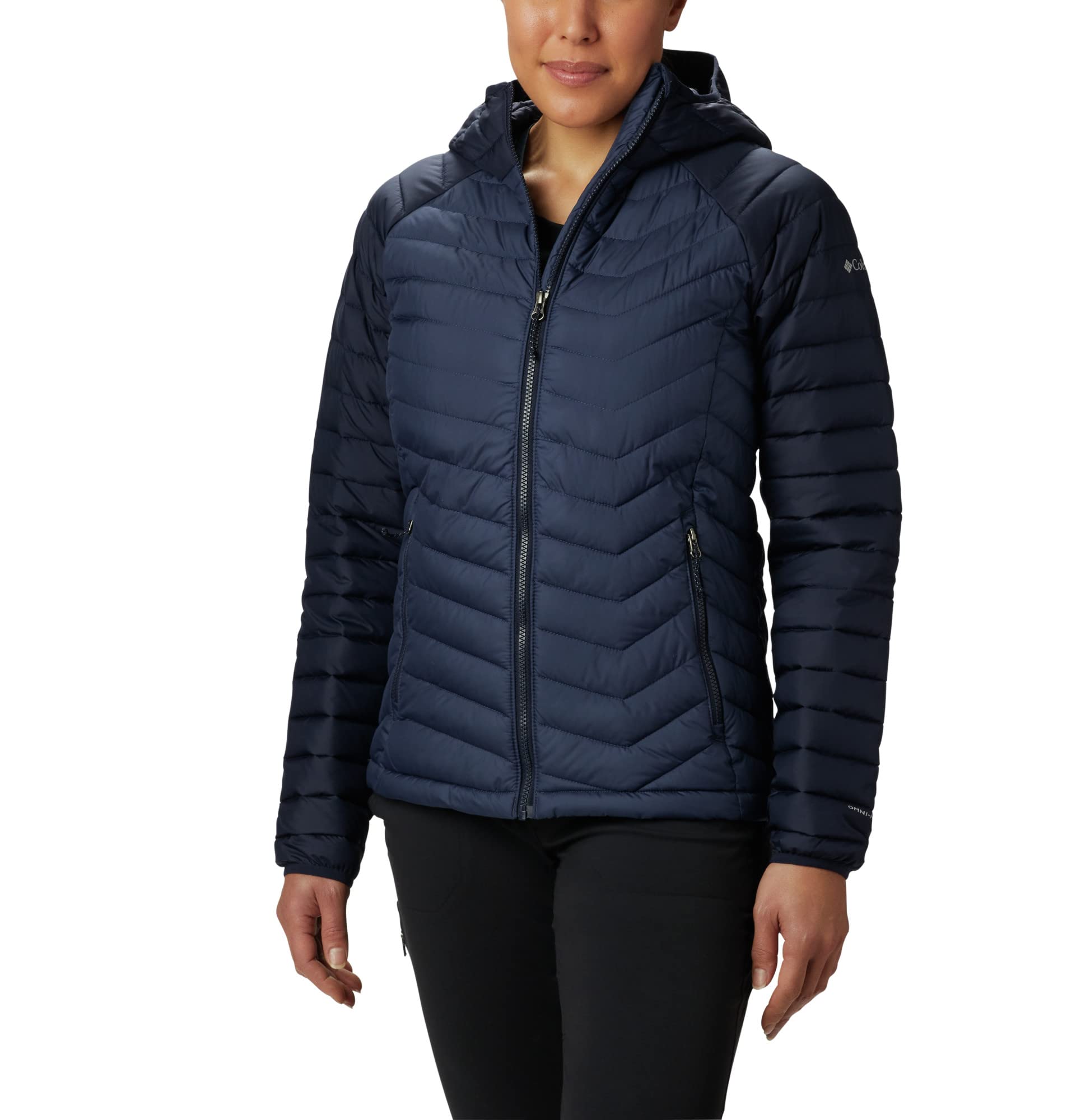 Columbia Women's Powder Lite Hooded Jacket, Hooded Puffer Jacket, Nocturnal/Dark Nocturnal, Size XS
