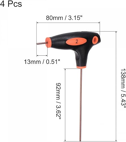 Miniatura 7 de uxcell Llave hexagonal de extremo de bola de 0.236 in, llave inglesa con mango en T, acero métrico S2 4 piezas