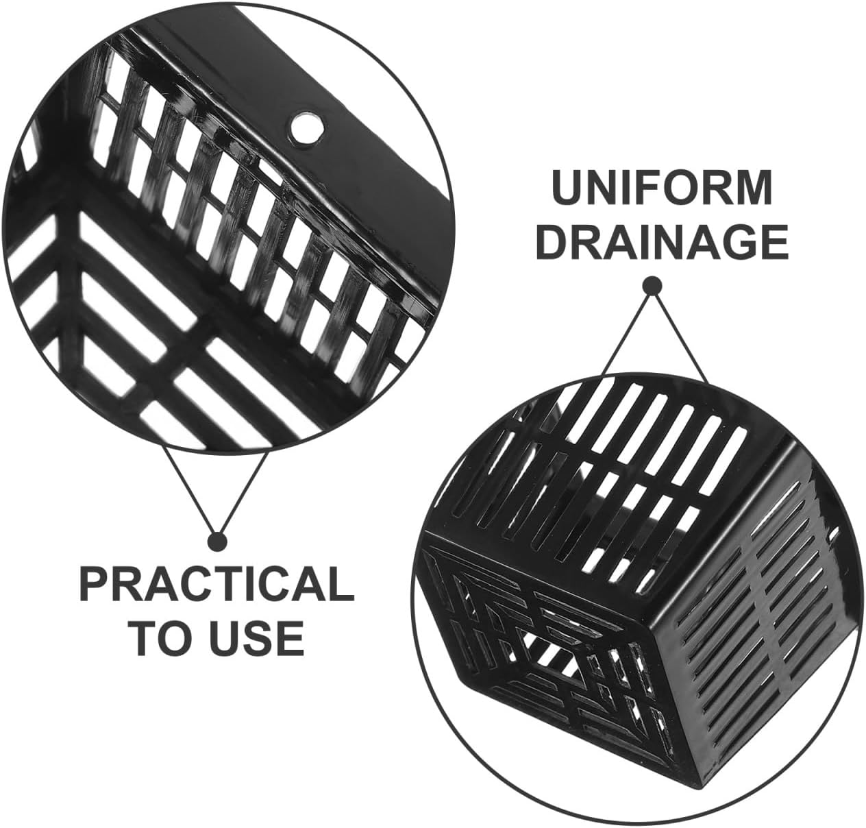 Yardwe 10Pcs Square Planting Baskets 2.24X2.24X1.45In Plastic Aquatic Plant Basket Mesh Pots for Aquarium Hydroponics and Aquaponics Gardening