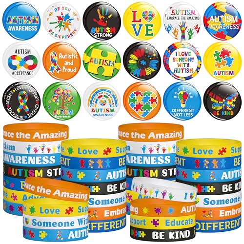 Lot de 72 bracelets de sensibilisation à l'autisme WATINC en silicone extensible