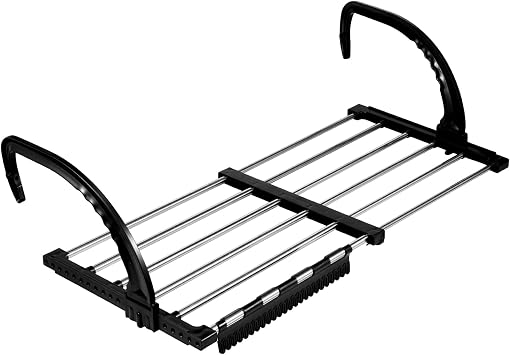 Portable Clothes Drying Rack for Balcony,29x13 Foldable Railings Windowsill, Retractable Radiator Clothes Airer,Folding Towel Rack Indoor Outdoor Travel RV Laundry Rack with Clips