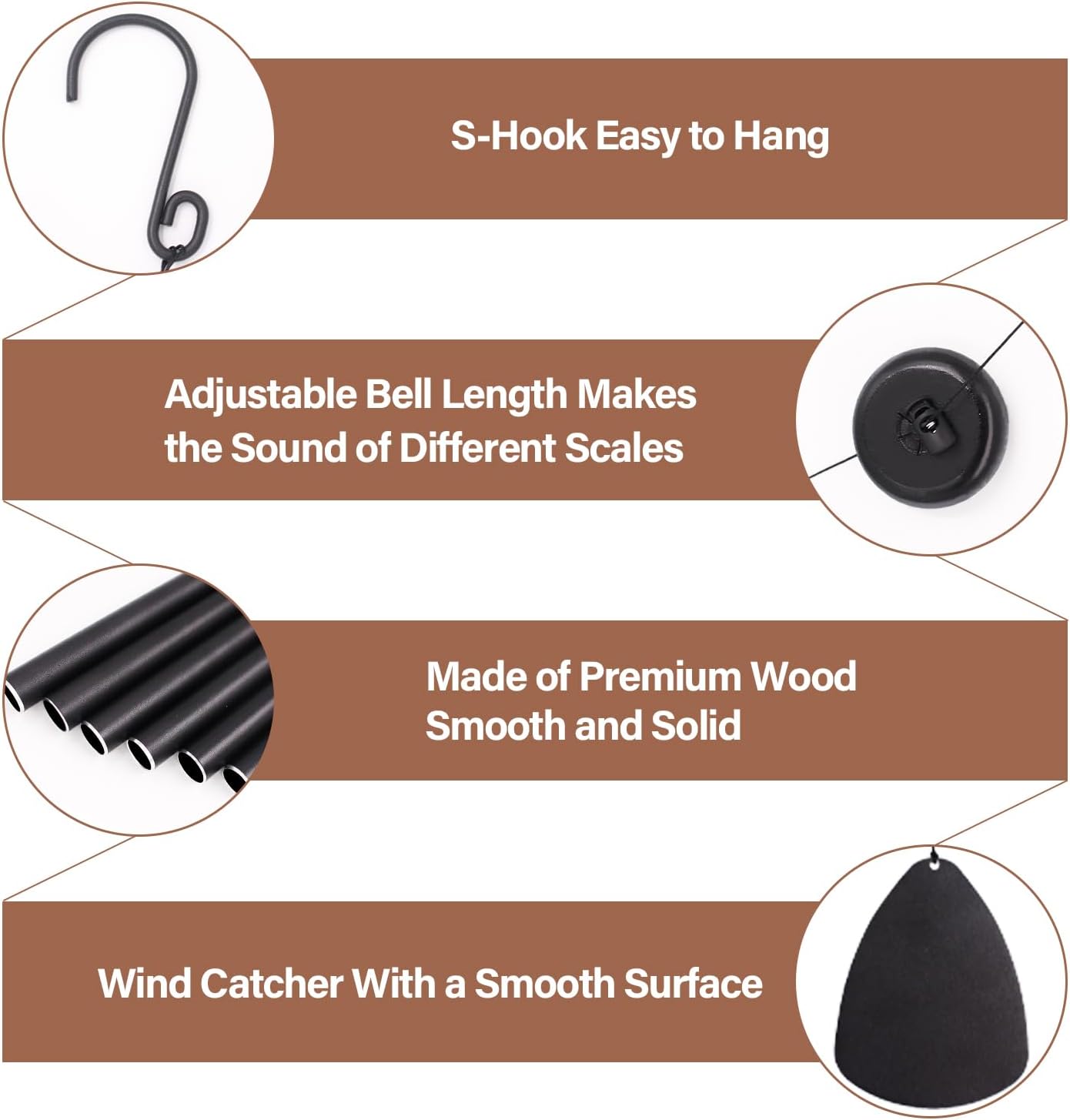 MFEESYOB Wind Chimes for Outside, Large Aluminum Wind Chimes – Deep Tones & Soothing Melodies Ideal for Garden, Patio Decor, and Windchimes Outdoors for Loss of Loved One (32'' Black) - Image 6