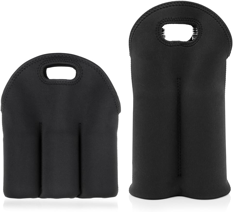 Hipiwe 2 Bottle Wine Carrier Tote Bag + 6 Slot Beer Can Holder (Set of 2) image 5