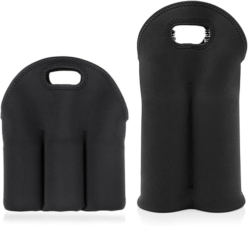 Miniatura 5 de Hipiwe Juego de 2 bolsas de neopreno aisladas para vino + paquete de 6 botellas de agua de cerveza, bolsa enfriadora de botellas, perfecta para