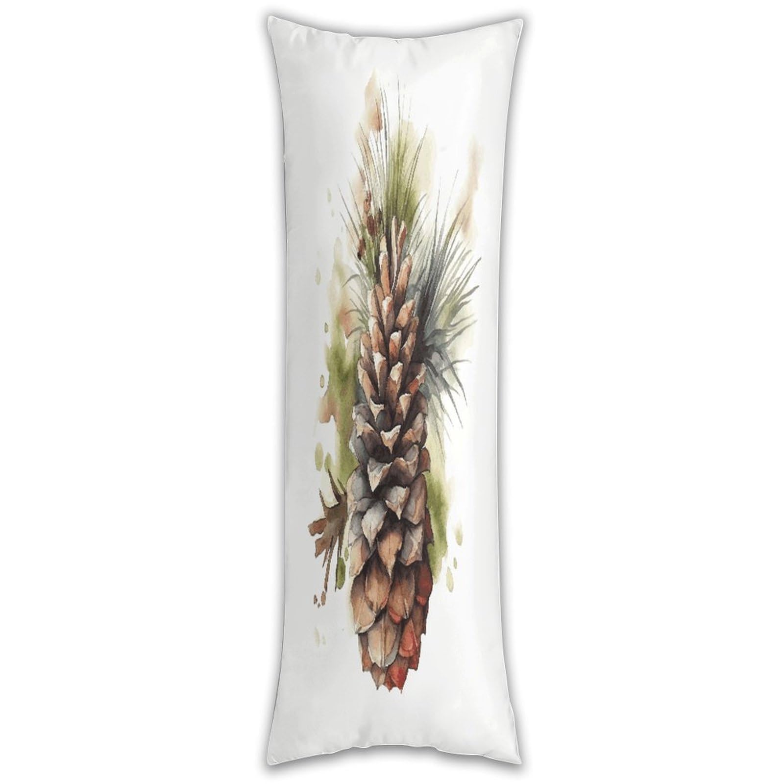 Watercolor Pine Cone Pillow Cases Breathable Vertical Long Pillowcase Body Pillowcase with Hidden Zipper Closure Soft and Cozy Pillow Cover 20x54 Inches for Bedroom Couch