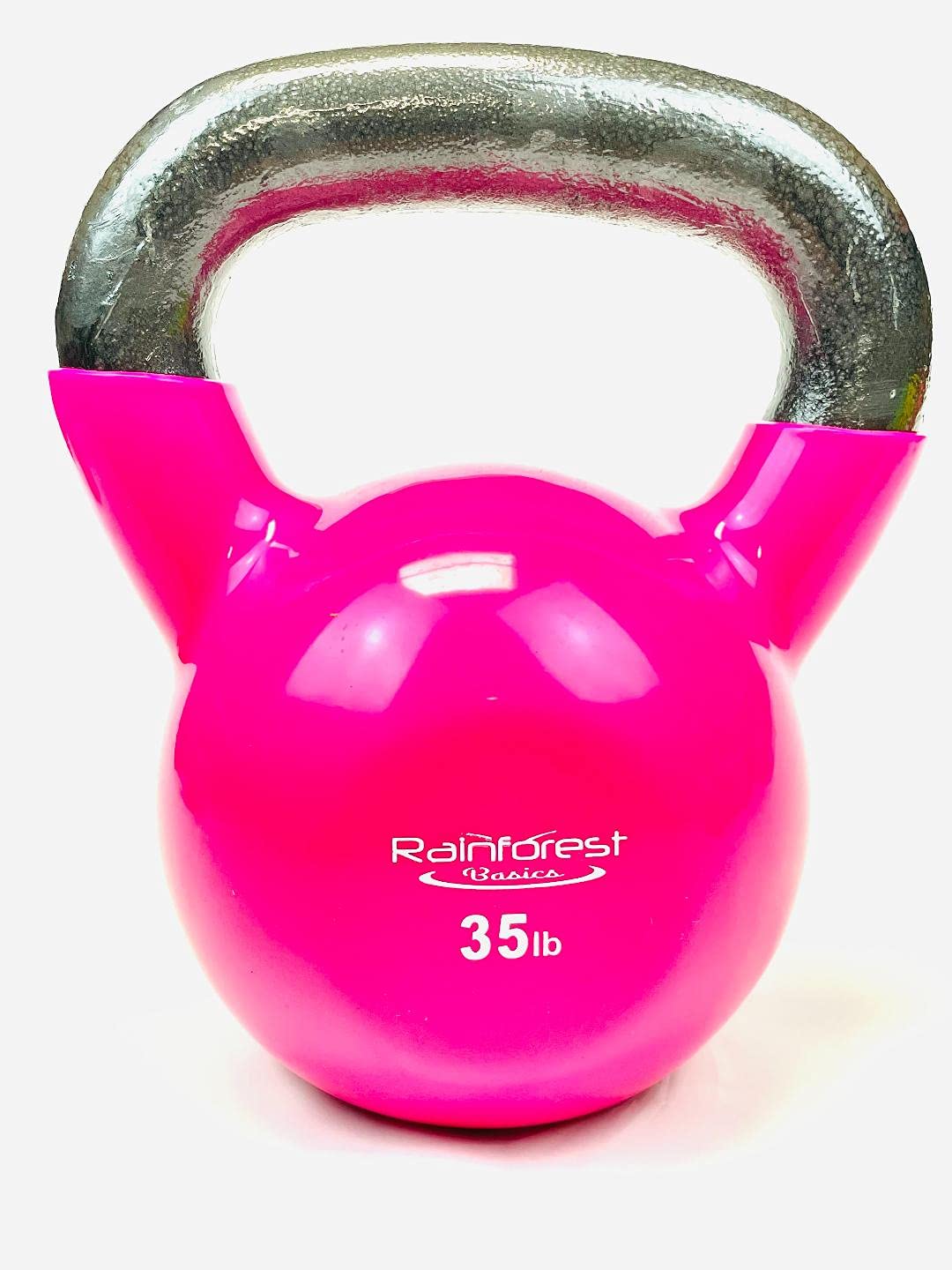 Kettlebell żeliwny powlekany winylem, waga 15,9 kg, kolor różowy