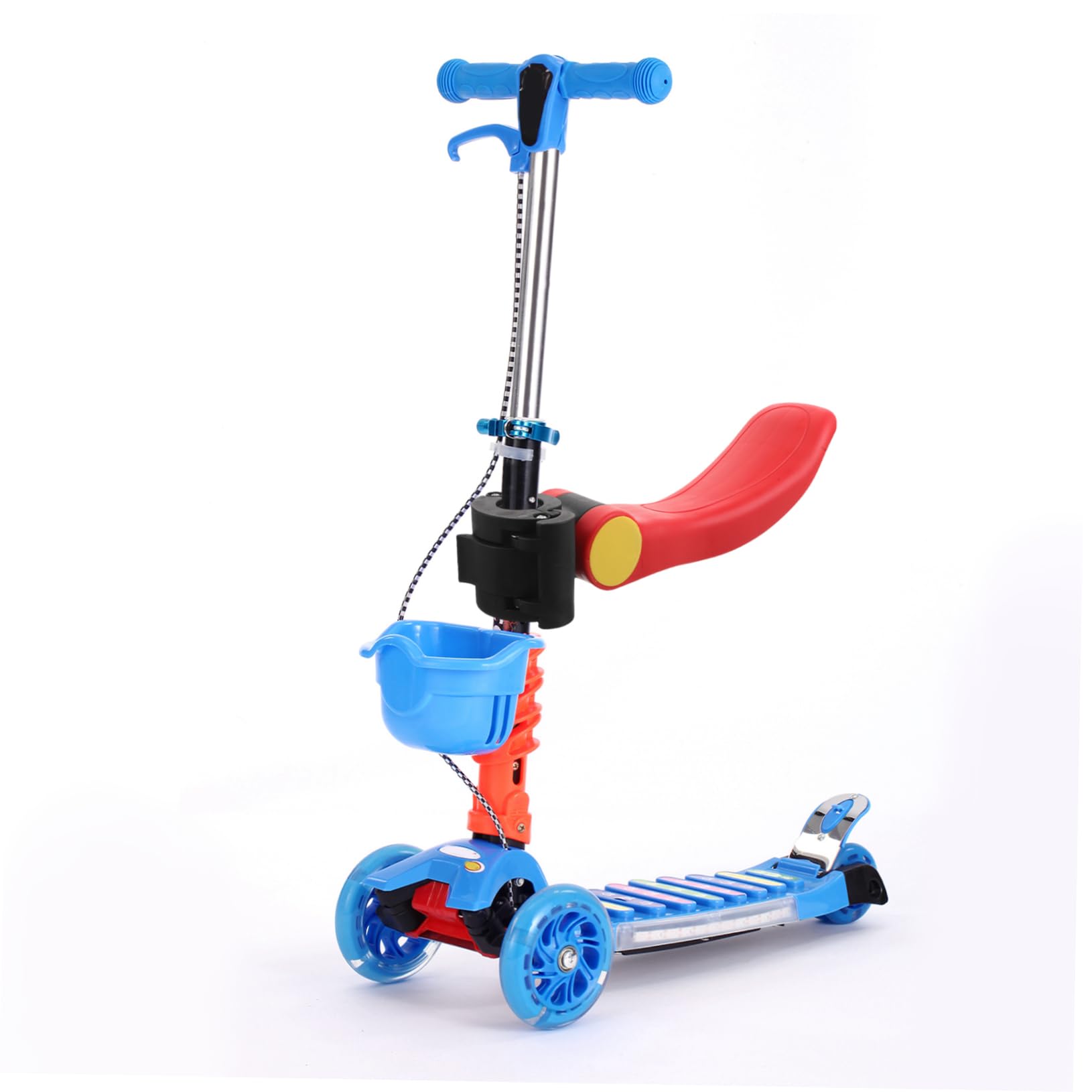 PartyKindom Siège Base Large de Trottinette pour Garçon et Filles Pliable en Plastique Rouge, Hauteur Réglable Confortable et Portable pour Sorties en Extérieur