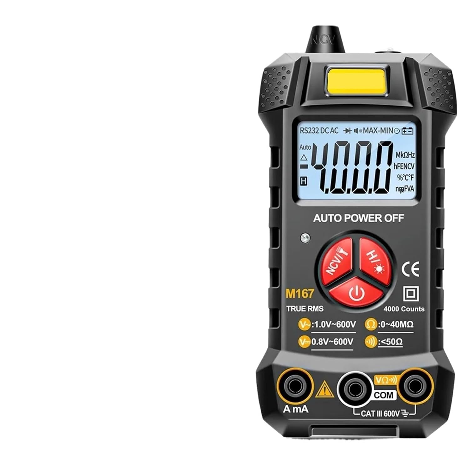 M167 Digital Mini Multimeter Profesional 4000 Counts AC/DC Electrical Instruments Tester Auto Range Meter(M167)