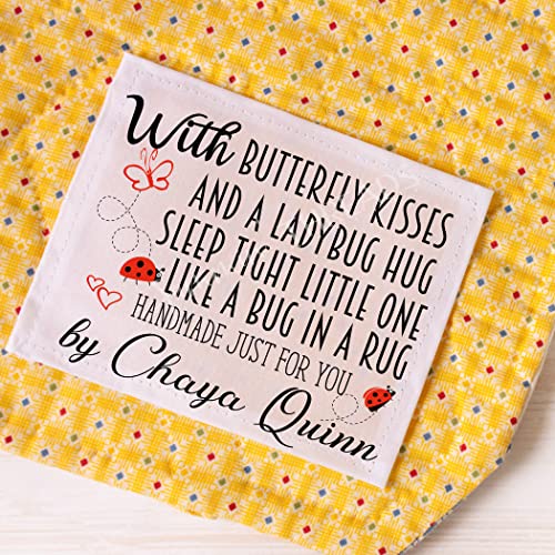 Butterfly Kisses and A Ladybug Hug - Personalized baby and kid quilt labels