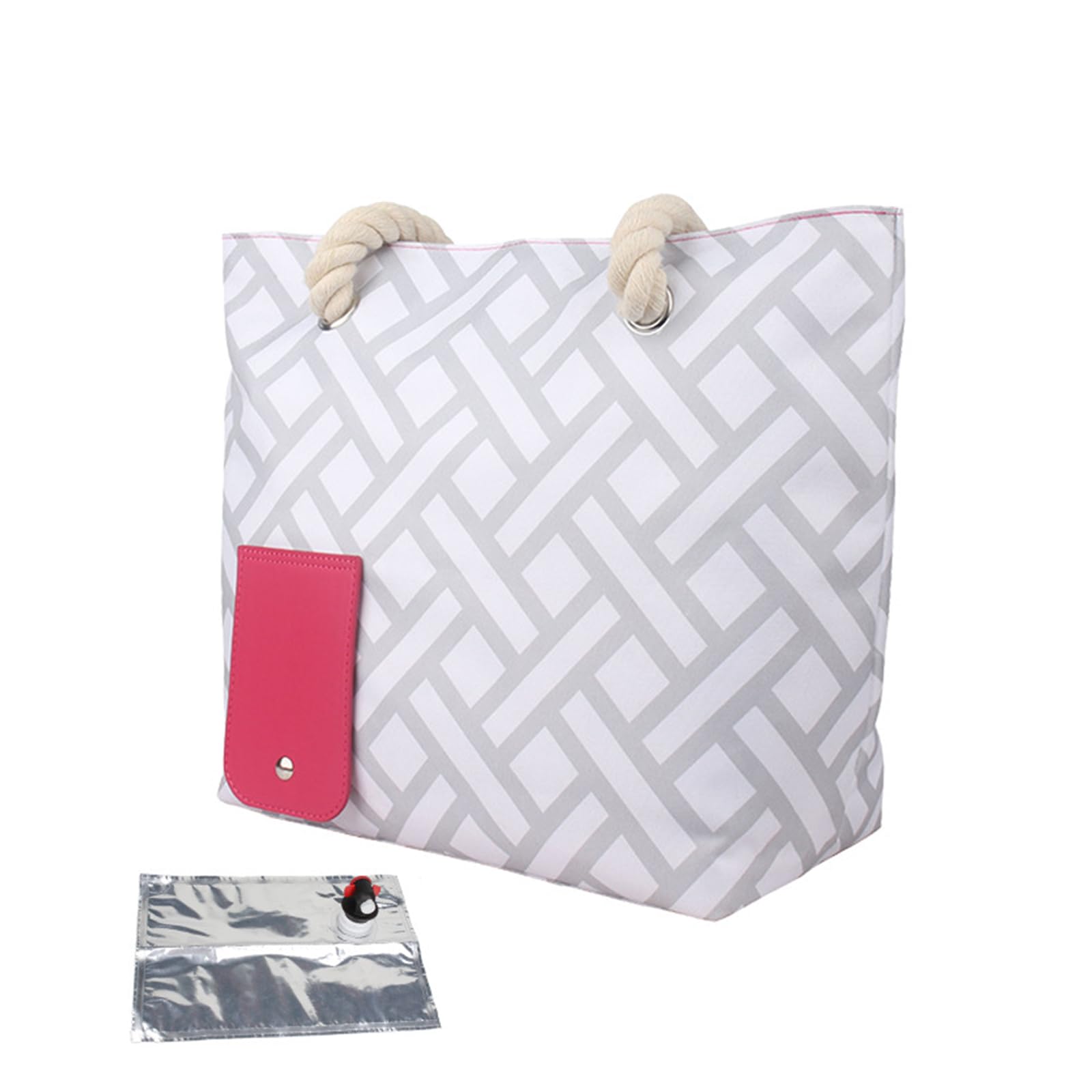 Bolsa de la compra de vino, bolsa de vino con grifo, bolsa de picnic con compartimento a prueba de fugas y aislamiento, la bolsa 2 en 1 – bolsa de almuerzo, gris, Bolsa de almacenamiento para