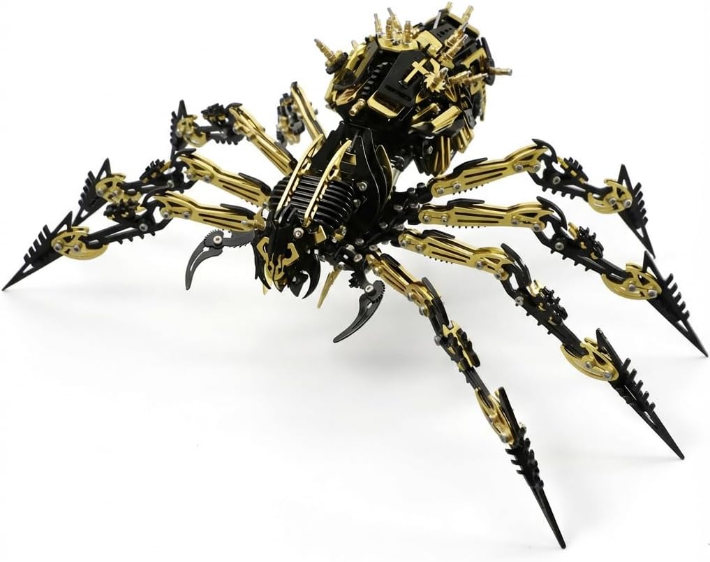 3D Metal Assembly Model Set Mechanical Spider Model Kit for Adults, 800pcs Brain Teaser STEM Kit for Kids, DIY Hobbies for Men Women - Creative DIY Gift for Adults & Teens (Black Gold)