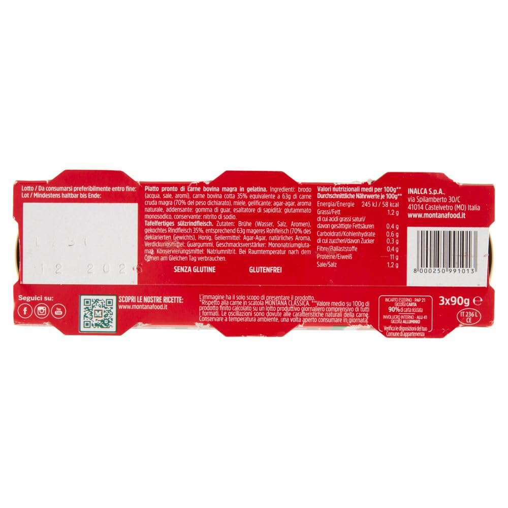 Italian Gourmet Manzo in gelatina oro 12 x 3 x 90g Rindfleisch Dosen