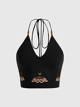 Verdusa Women's Y2k Halter Tops Gothic Clothes Summer Going