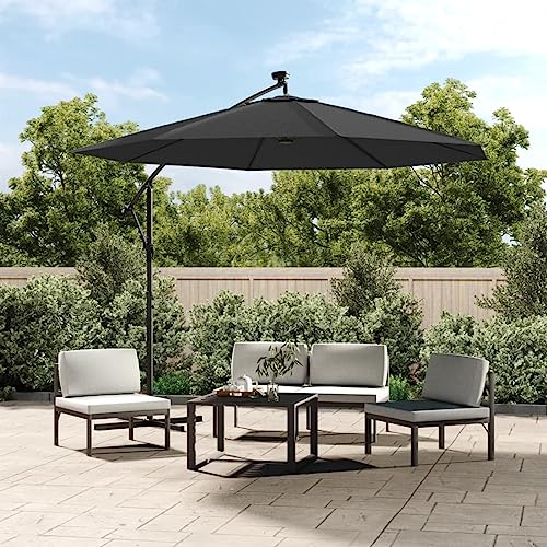 Homgoday Lona de repuesto para sombrilla en voladizo, antracita, 300 cm, sombrilla de jardín, playa, pesca exterior, cortavientos, portátil, para balcón, terraza, exterior, piscina