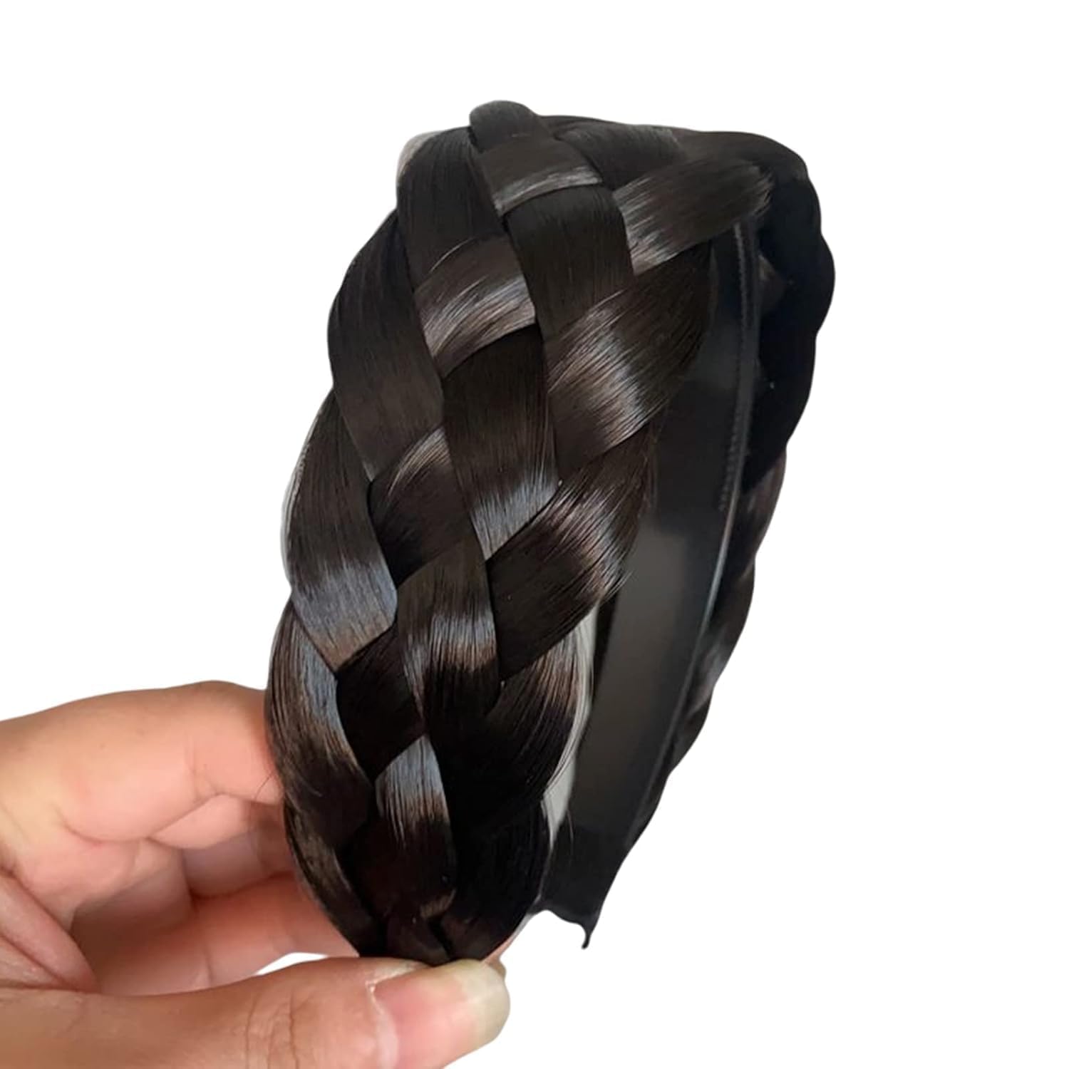 Black Brown Twist Braided Headband Wig Headband Wide-Brimmed Hair Hoop Simple Ponytail Braid Hairpiece Accessories Stretch Quality Synthetic Braided Women Girl Hair Braid