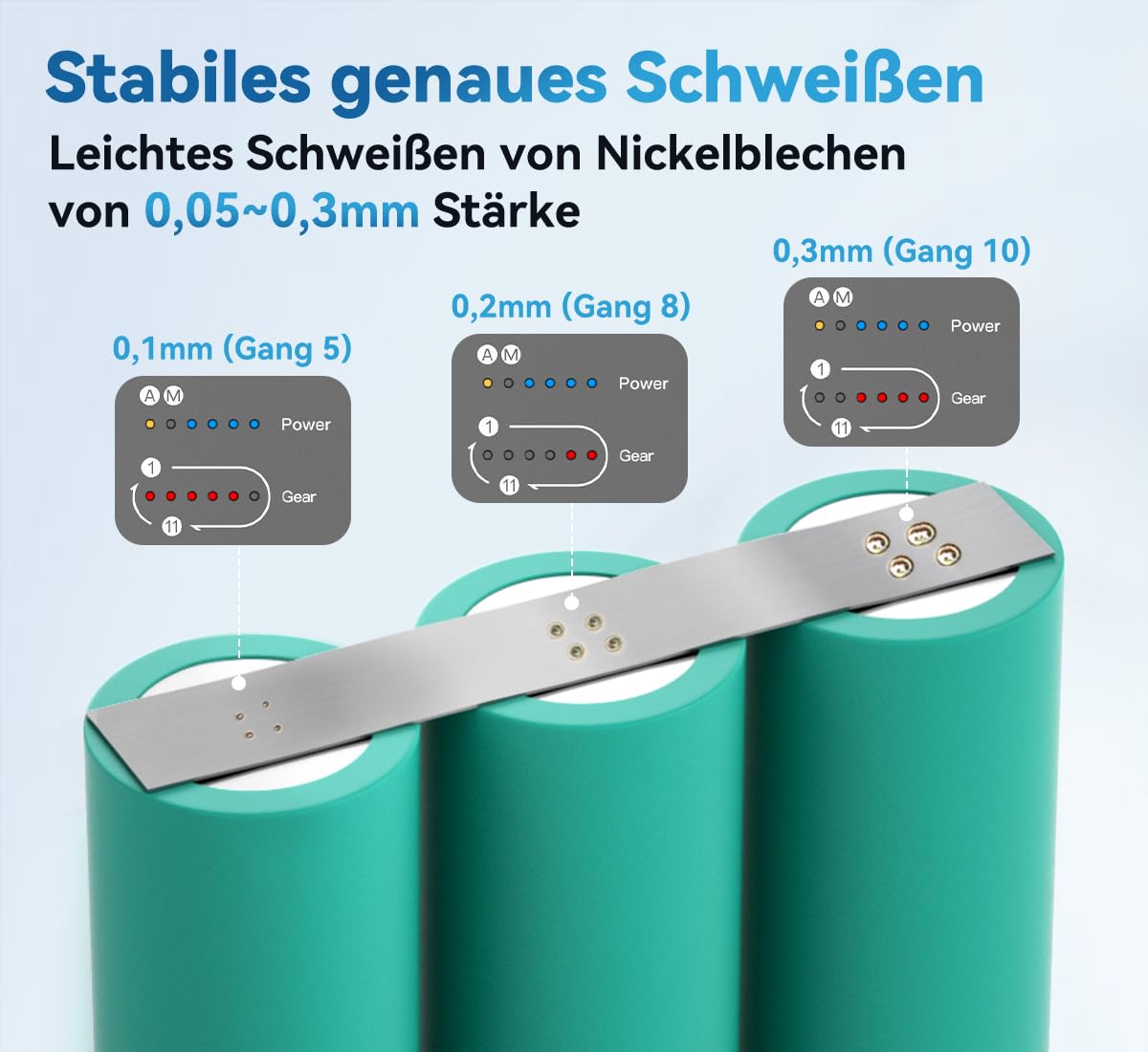 Punktschweißgerät für akku, Awgem Punktschweißgerät für Batterien, Taschengröße, 11 Stufen einstellbar, Wiederaufladbare Batterie, 2M Nickel-Chip, zum Herstellen von Batteriepaketen