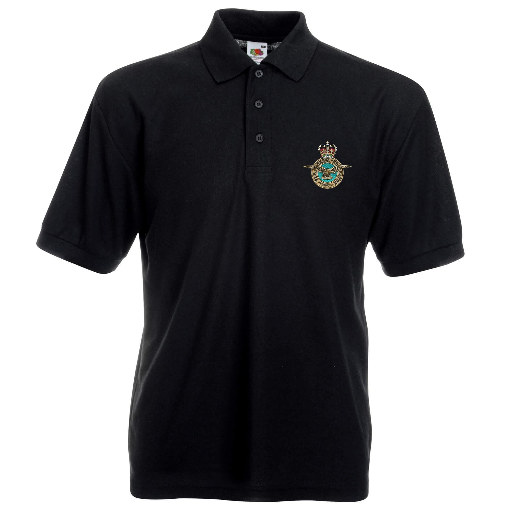 The Military Store RAF Eagle Embroidered Polo Shirt, Black, 2X Large