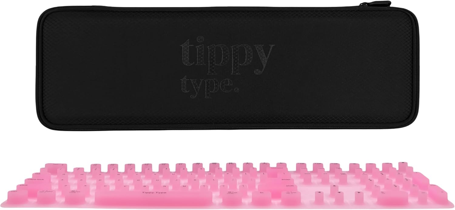 TIPPY TYPE Raised Keyboard Cover for Long Nails – Fits Logitech MX Keys S Full-Size Keyboard - Silicone - The Original - Comfortable Typing, Quiet, Nail Protection (Cotton Candy Pink)