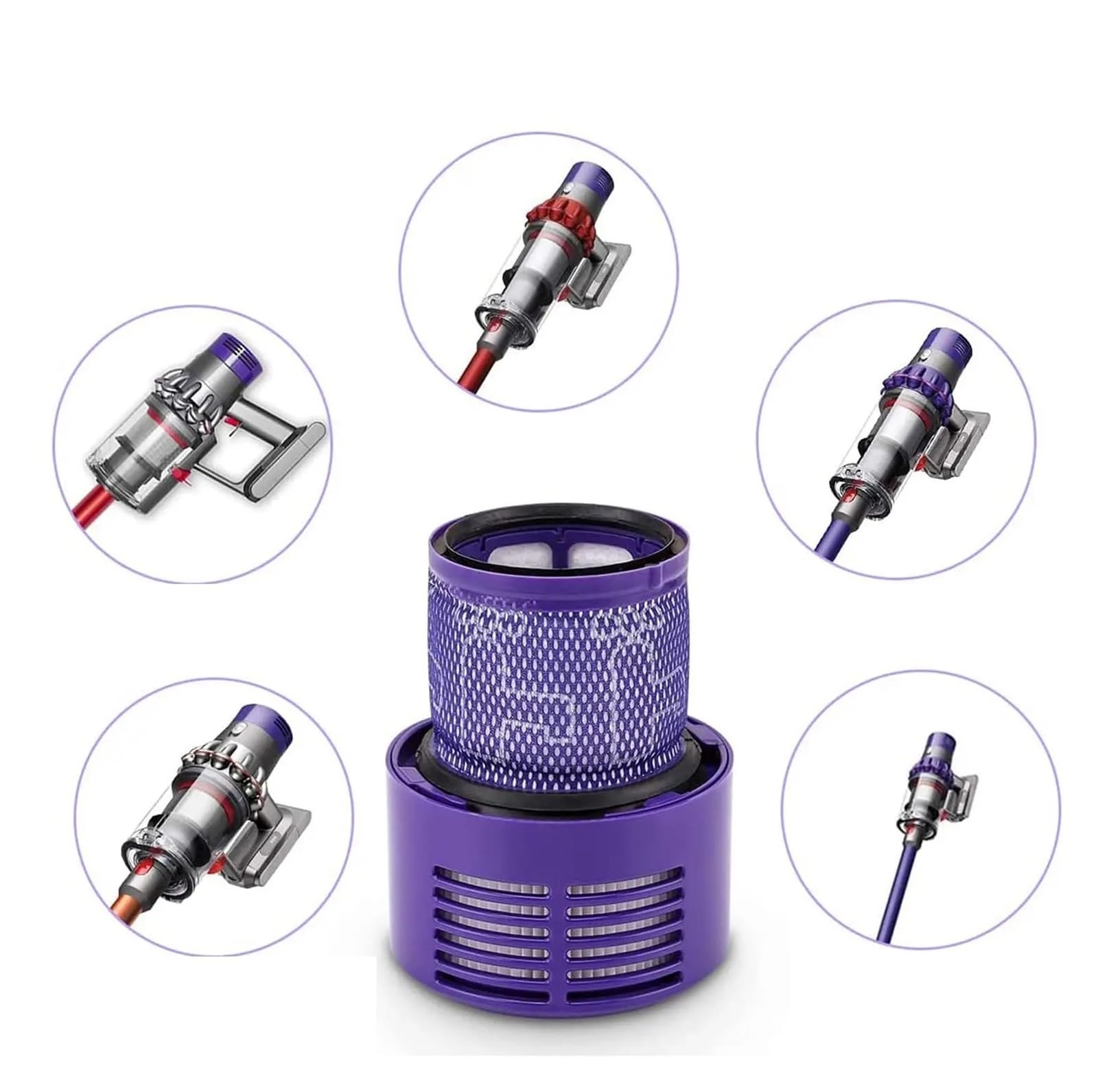 Lot de 2 filtres HEPA lavables compatibles avec Dyson V10 SV12 Cyclone Animal Absolute Total Clean