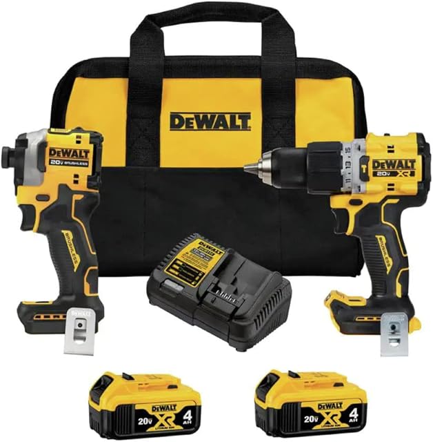 Dewalt DCK2050M2 20V MAX XR Brushless Lithium-Ion 1/2 in. Cordless Hammer Driver Drill and 1/4 in. Atomic Impact Driver Combo Kit with (2) 4 Ah Batteries