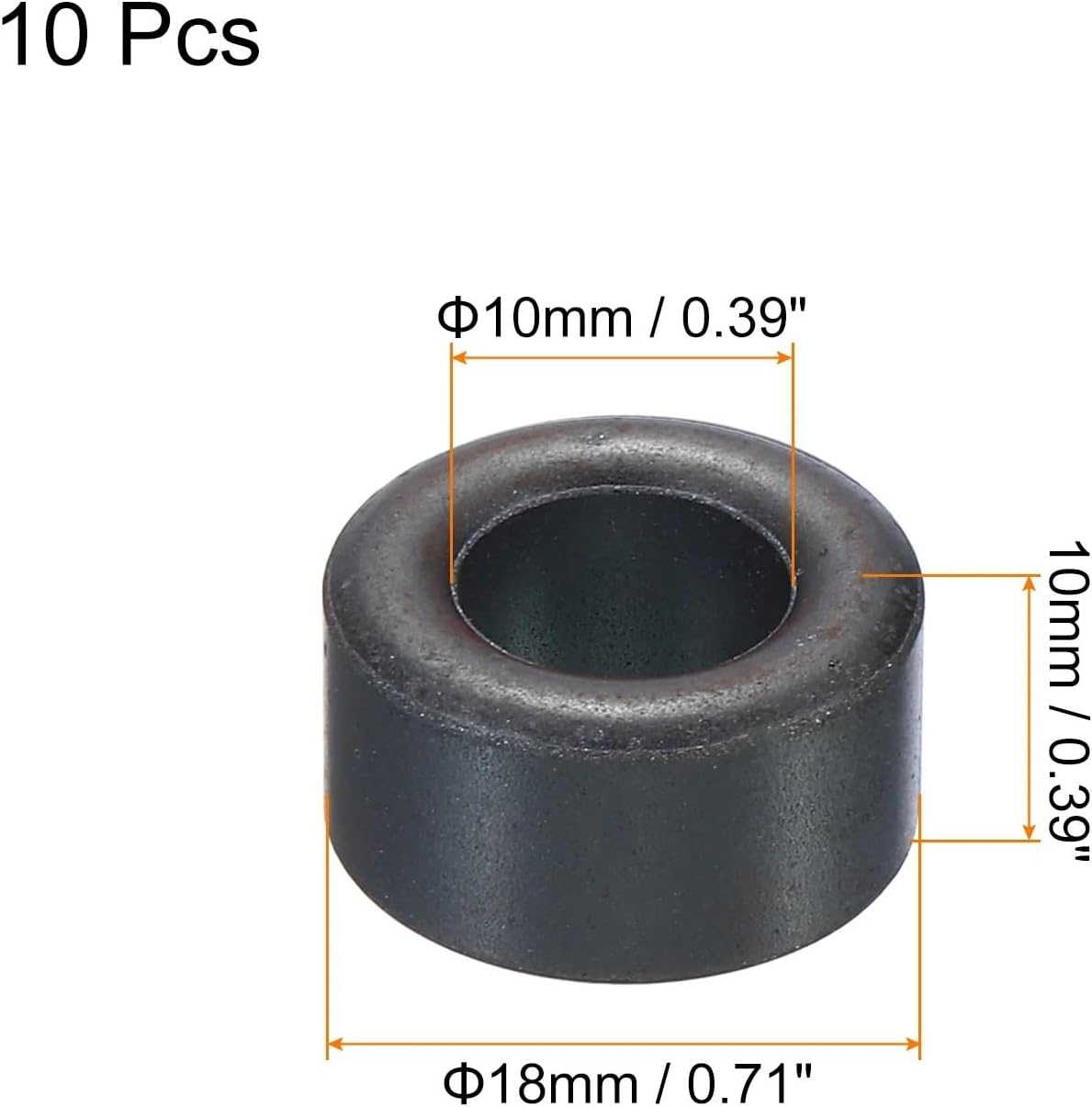 10Pcs 9.5-25mm OD Ferrite Toroid Core Inductor Coil Ring Black for EMI/RFI Filters Audio LED Lighting(18mmx10mmx10mm)