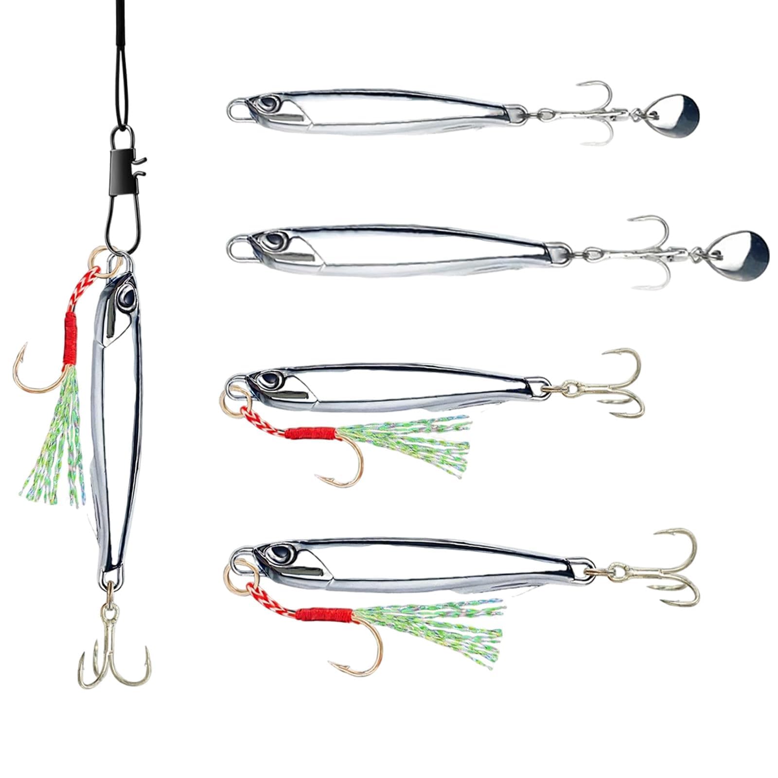 4pcs Sea Fishing Lures Sea Water, 20g/30g Bass Lures Seas Fishing Uk Mackerel Lure Pike Lure, Bionic Fish Lureset with Single and Double Hook