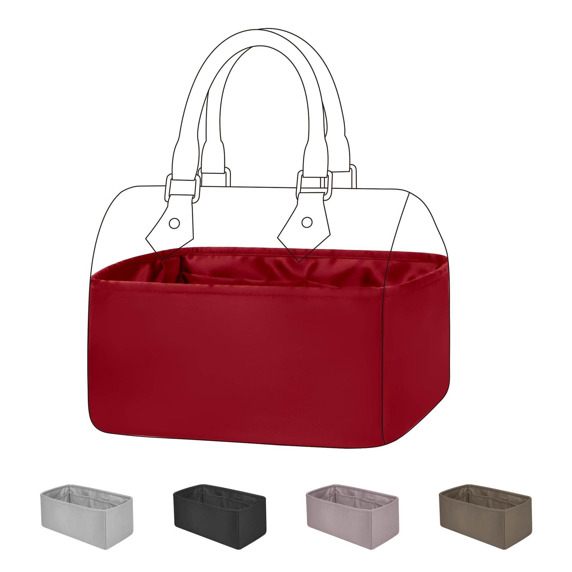 DGAZ Seta Interno Borsa Organizer per borsa LV Speedy 16/20/25/30/35/45, borsa in borsa organizzatore interno borsatta, borsa organizzatore leggera (Rouge casaque, SP30)