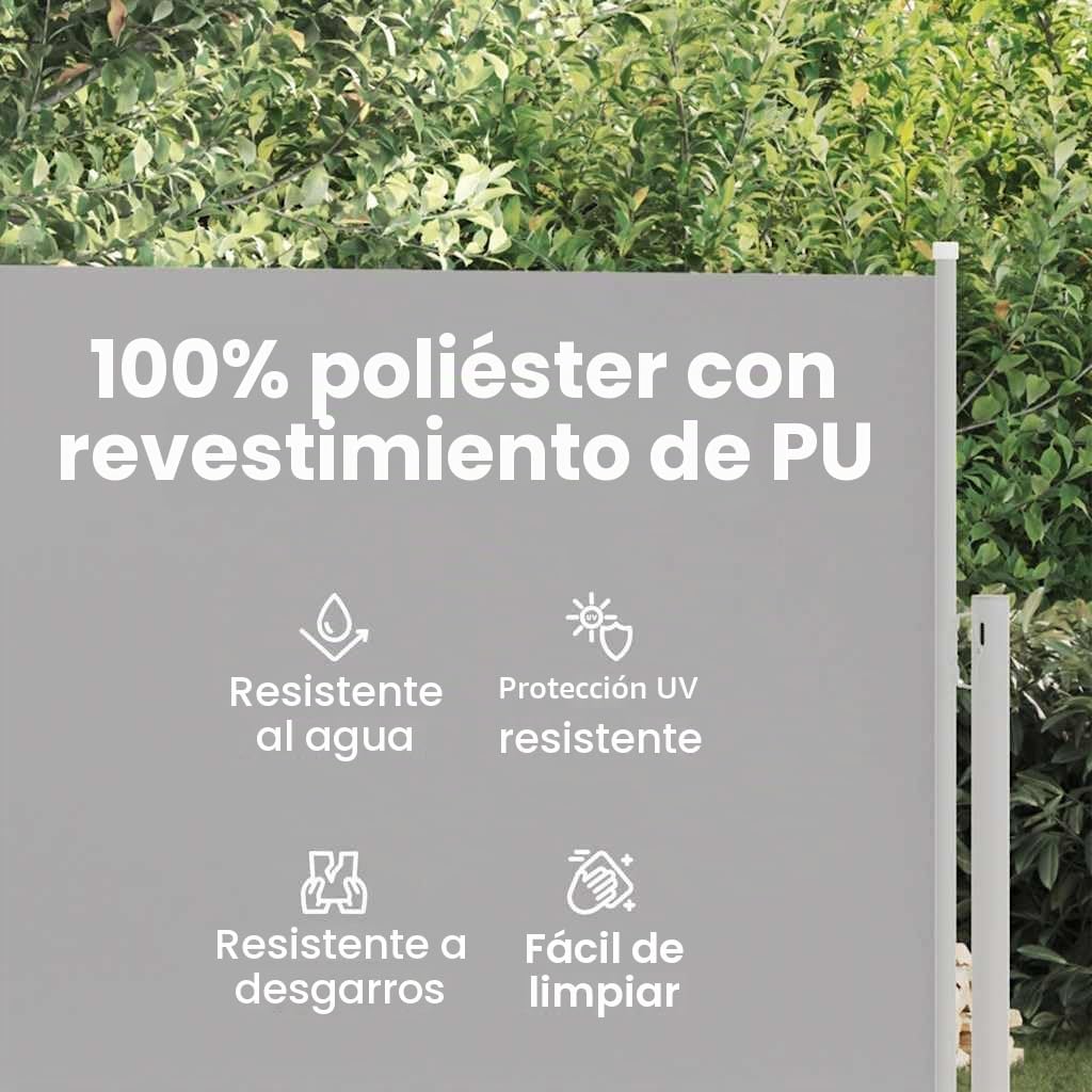 vidaXL Toldo Lateral Retráctil de Jardín Patio Separador Terraza Balcón Pantalla Solar Viento Enrollable Retroceso Automático Gris 180x500cm