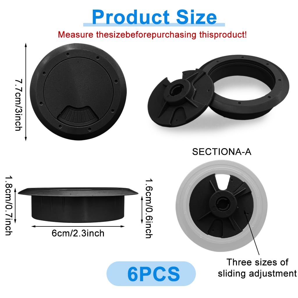 Serplex® 4Pcs Desk Grommets 2.36 inches Durable ABS Round Cable Grommets — Amazon image 2
