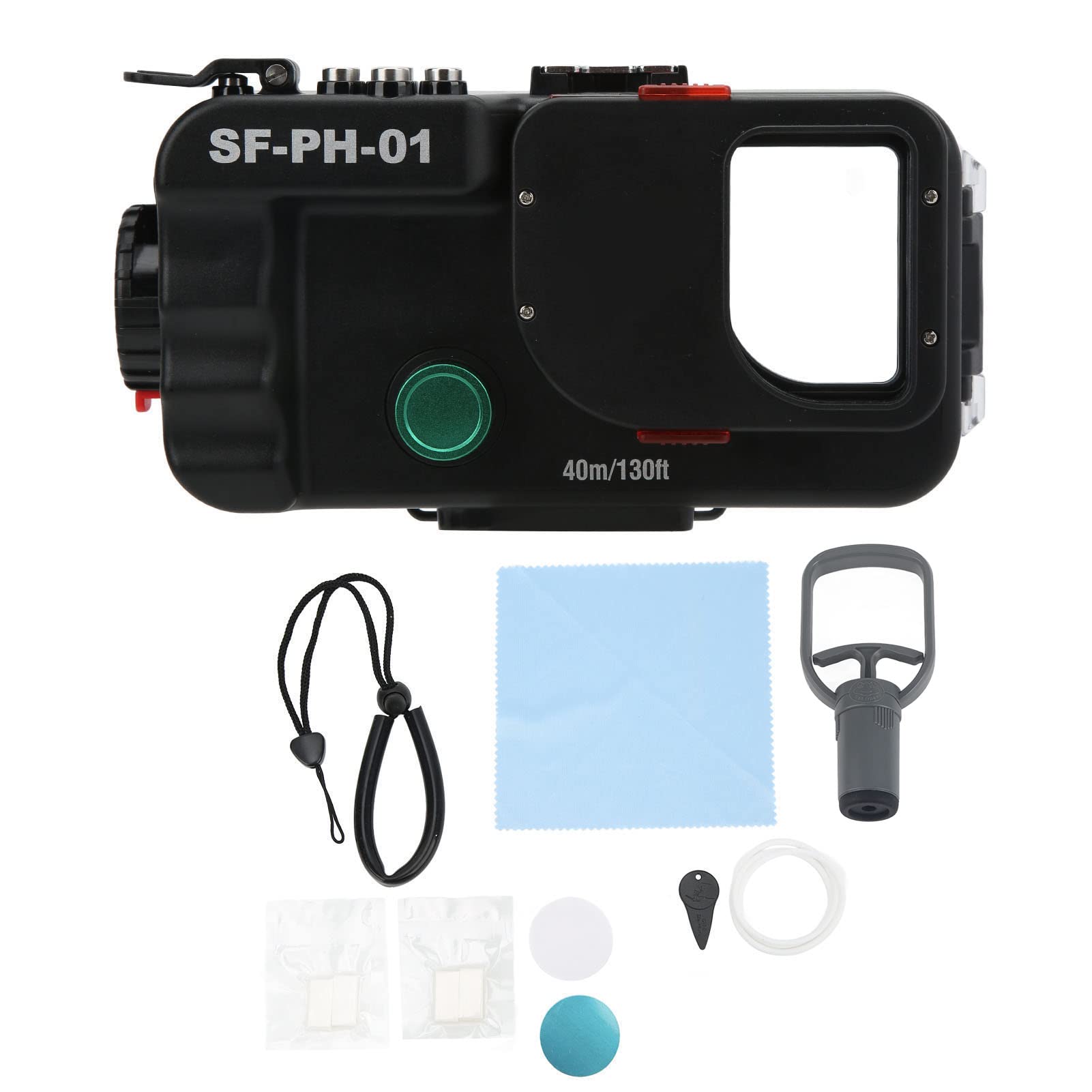 Custodia per telefono subacquea con controllo wireless, SF‑PH‑01 Custodia video per fotografia subacquea con cordino [40 M/131 Ft], custodia impermeabile per tutti gli smartphone di meno di 6,5