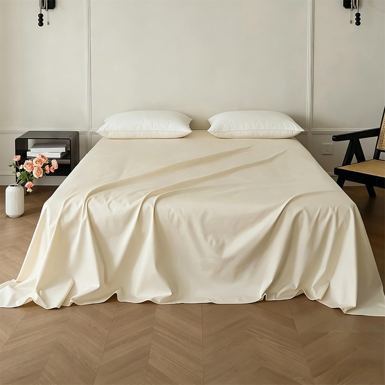 Bettlaken ohne Gummizug 245 x 250cm 100 % Baumwolle leintuch Weiß | Leintuch aus 100 % Baumwolle Betttuch für Großes Doppelbett zarte Hautfreundlichkeit Glatt und pflegeleicht