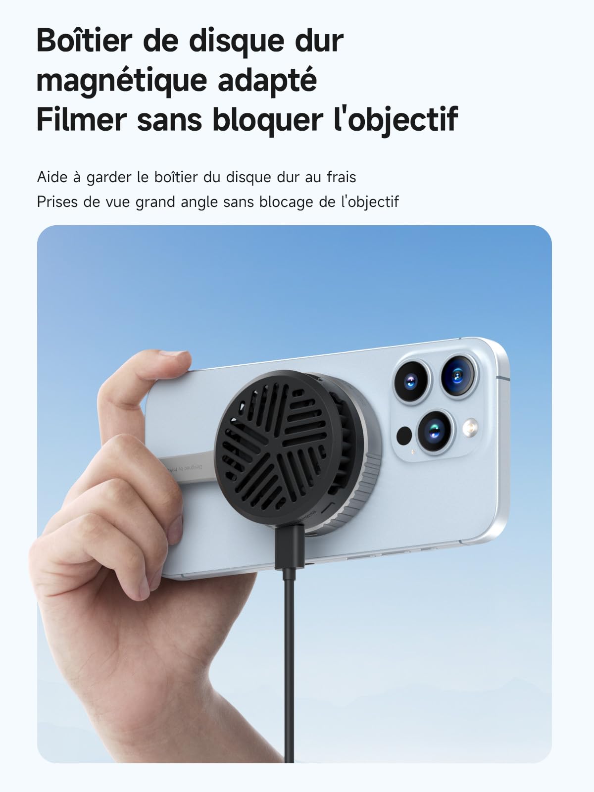 Hagibis Refroidisseur Smartphone Magnetique Ventilateur Radiateur Noir | Refroidissement semi-conducteur ultra rapide pour jeux et live. Design magnétique fin, ultra silencieux avec 3 vitesses.