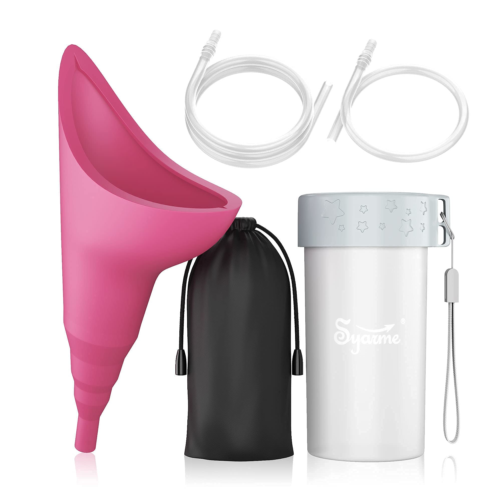 Female Urination Device,Portable Reusable Urinal Funnel with 10" & 31" Extension Tubes,Folding Storage, Suitable for Travel, Festivals, Camping, Traffic Jams,Includes Waterproof Bag, Waterproof Cup
