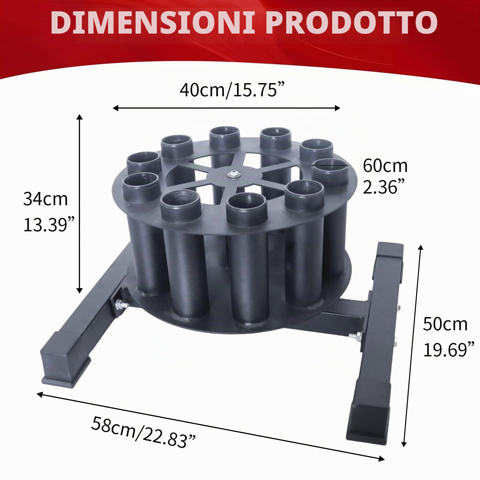 Supporto per rack per bilancieri Supporto verticale girevole per bilancieri Contiene 10 bilancieri Porta bilancieri per palestra Adatto a bilancieri olimpici da 2 pollici, barre per curl