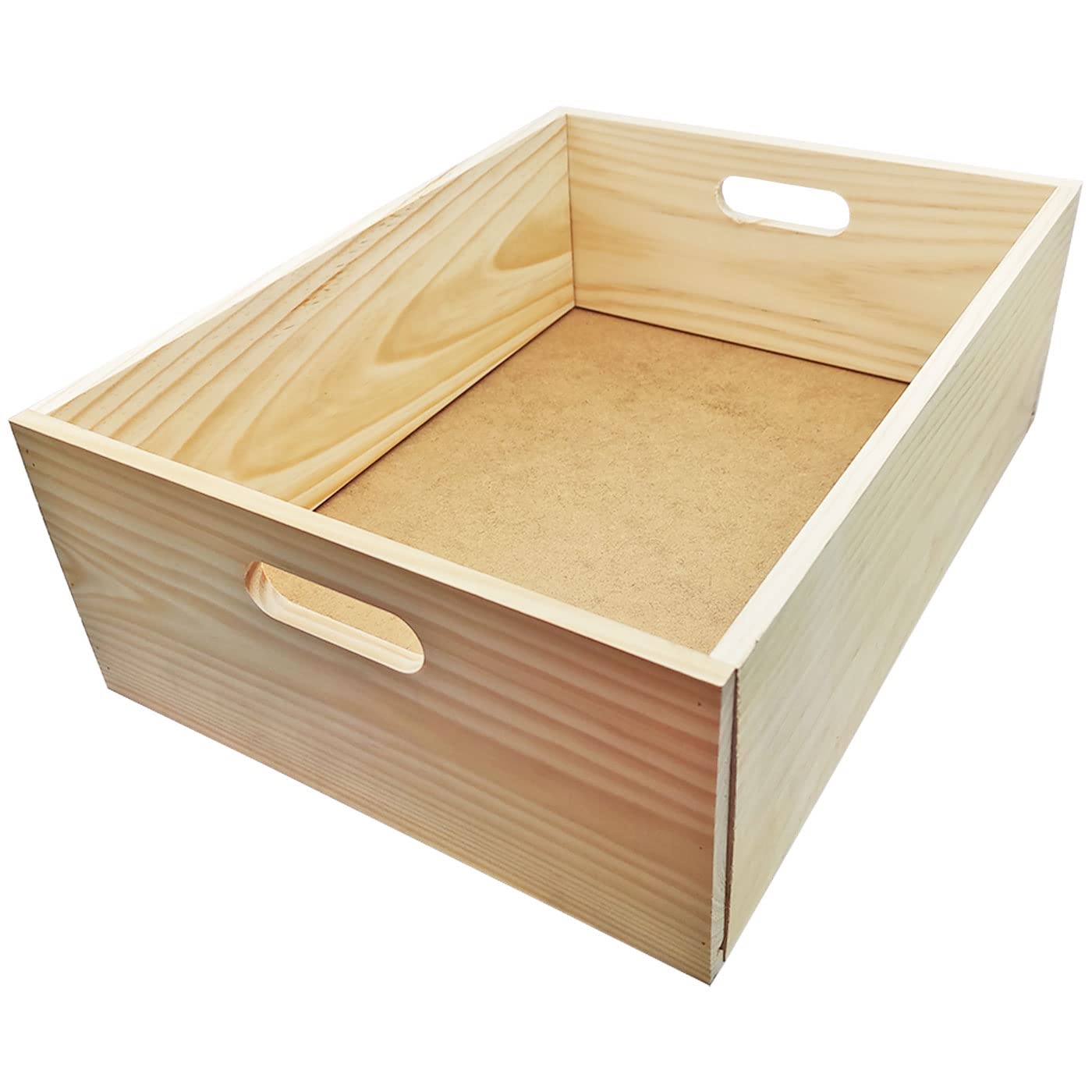 Acan Caja de Almacenamiento con Asas, Madera, Caja Rectangular Decorativa, almacenaje Documentos, Juguetes, Herramientas, Comida, Ropa, 14 x 40 x 30 cm