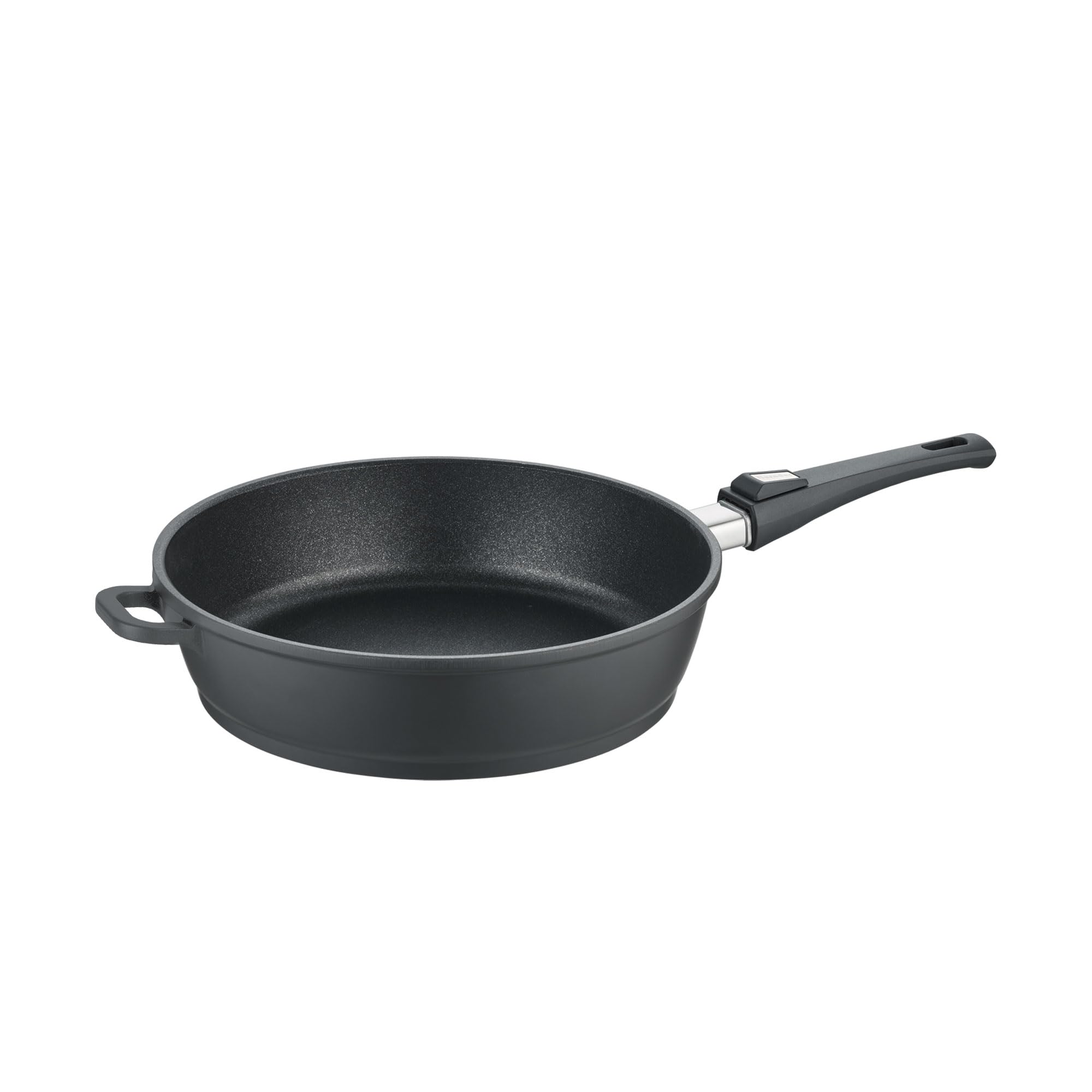 Berndes Schmorpfanne Vario Click 32 cm, Induktion, hoher Rand, Pfanne mit abnehmbarem Stiel, allherdtauglich, robuster Aluguss, antihaft beschichtet, Schwarz