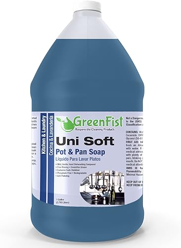 Miniatura 20 de GreenFist Jabón para platos profesional detergente líquido para ollas y sartenes, uso ligero o pesado (1 galón Unisoft) (1 galón verde)