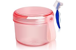Leak Proof Denture Cups for Women Transparent Rouge
