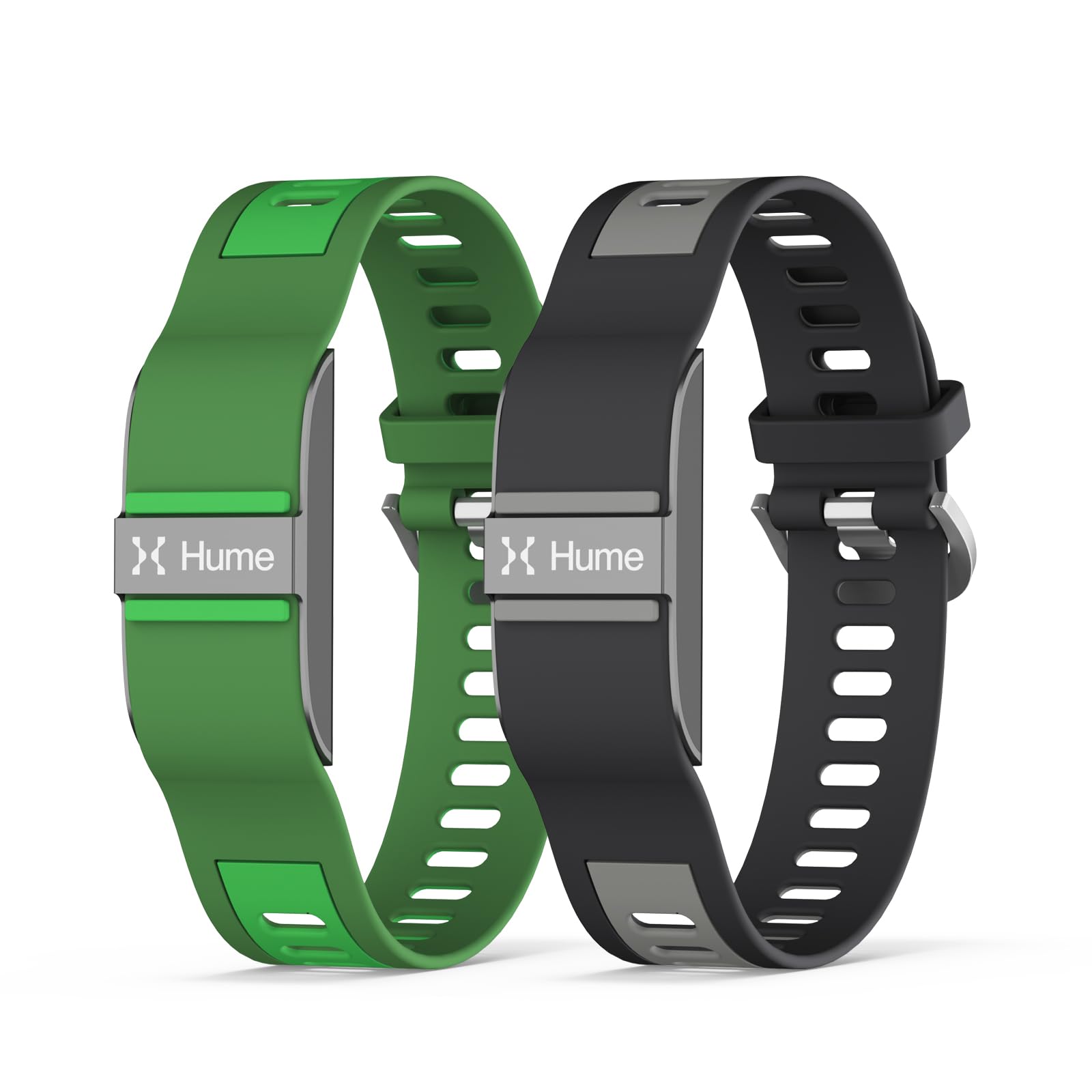 View 1 of [2 Pack] Silicone Bands for Hume Band Replacement Strap, Breathable Waterproof Adjustable Soft Sport Loop Wristband Compatible with Hume Band Fitness Tracker for Men Women (Black+Grey,Green)