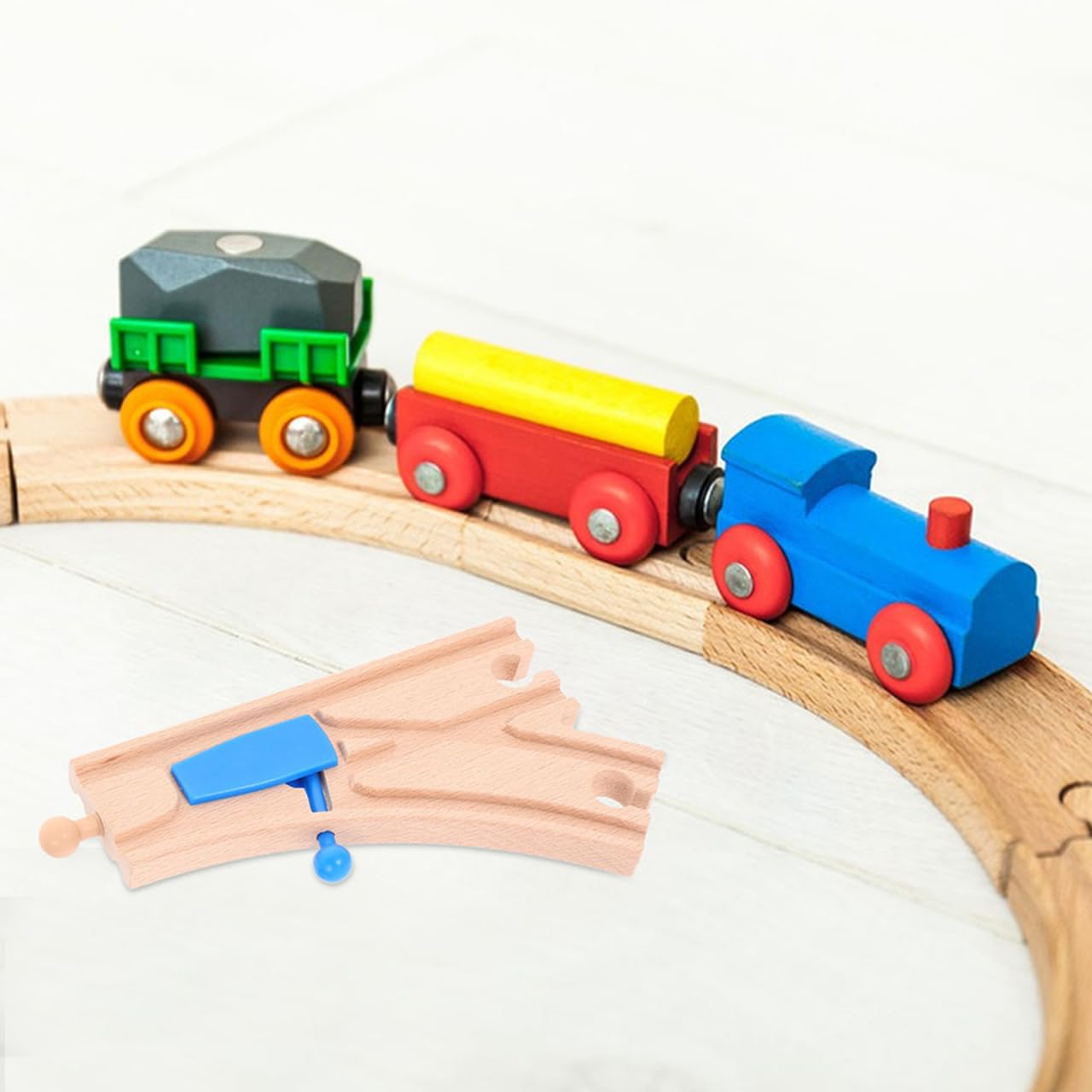VICASKY Lot de 2 accessoires souples compatibles avec les chemins de fer en bois, favorise la motricité fine et la pensée spatiale, extensible pour jeu éducatif ludique