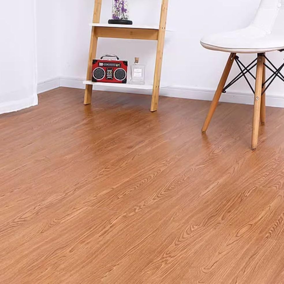 Image of Self-Adhesive Vinyl Flooring & Walls Covering, Waterproof, Removable Oil-Resistant Floor Sticker,Peel Stick Wallpaper for Kitchen Living Room Floor Stickers (Brown, 60 x 121 cm)