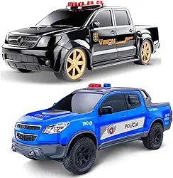 Kit 2 Caminhonetes Pick-up S10 Carrinho Polícia RJ e Federal