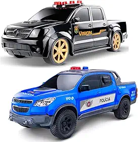 Kit 2 Caminhonetes Pick-up S10 Carrinho Polícia RJ e Federal