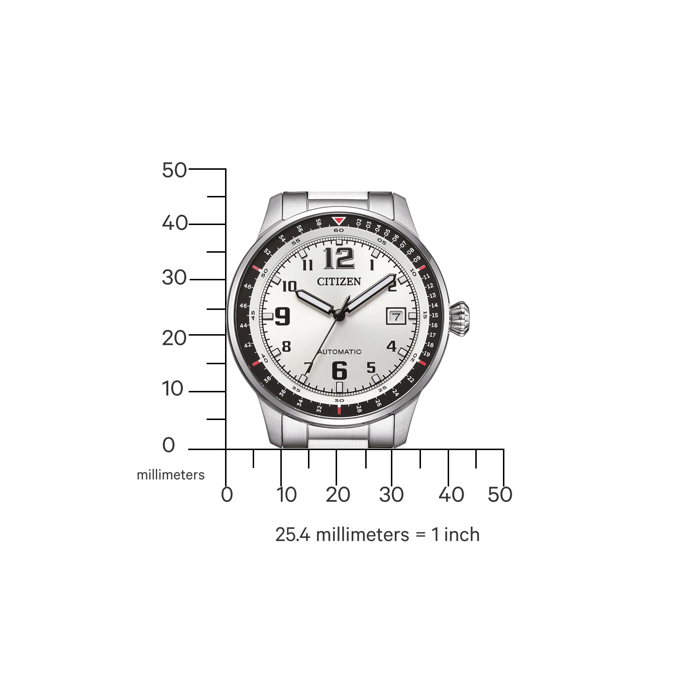 Citizen TSUYOSA Automatik Herrenuhr Edelstahl, Weiß, 40 mm, NJ0190-51A | Automatik | Keine Batterie Nötig | Kristallglas | 10 bar Wasserdicht | 42 Stunden Gangreserve | Datum | Edelstahlband