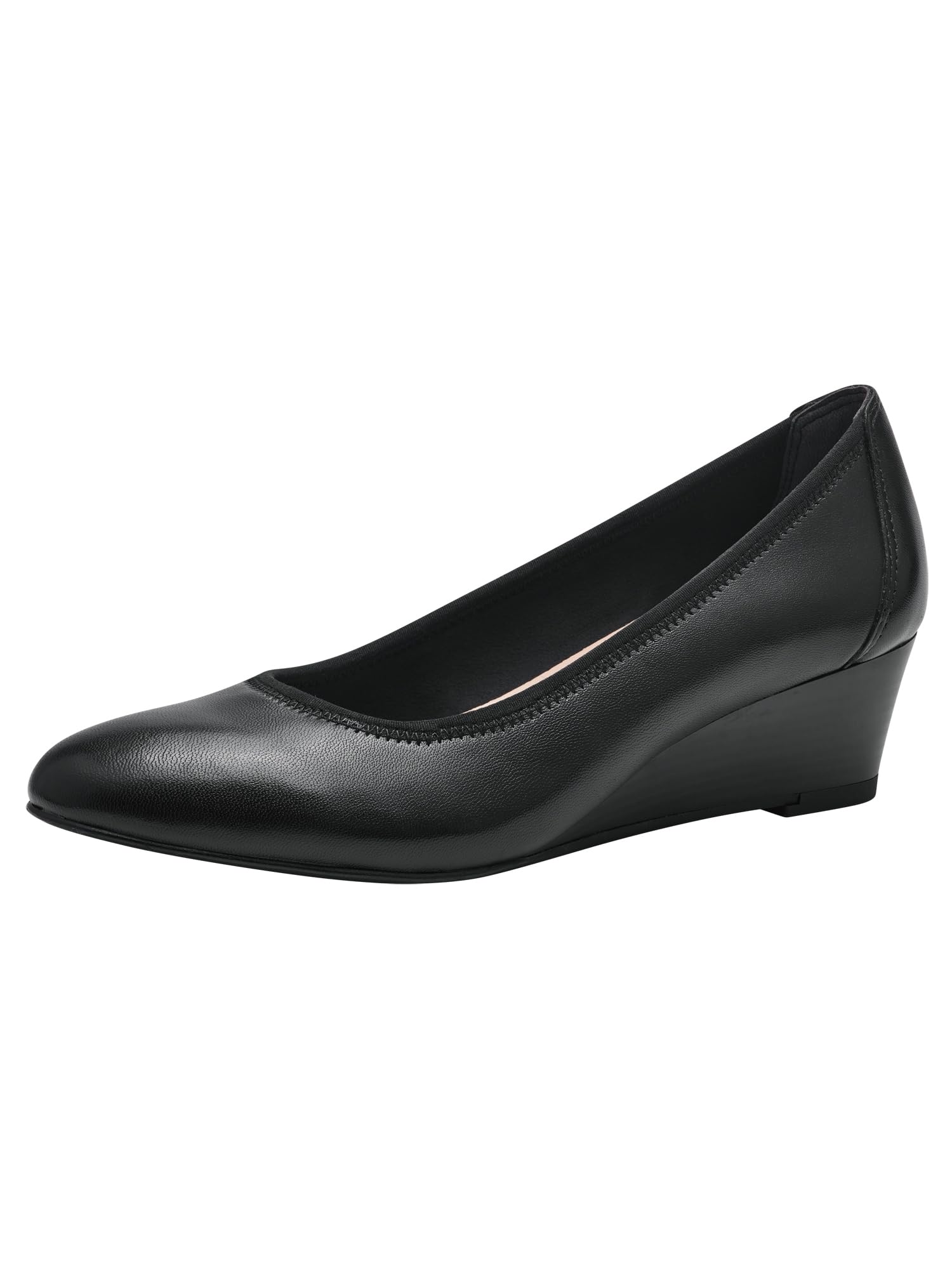 Tamaris Women's leather pumps with wedge heel black 3.5 UK