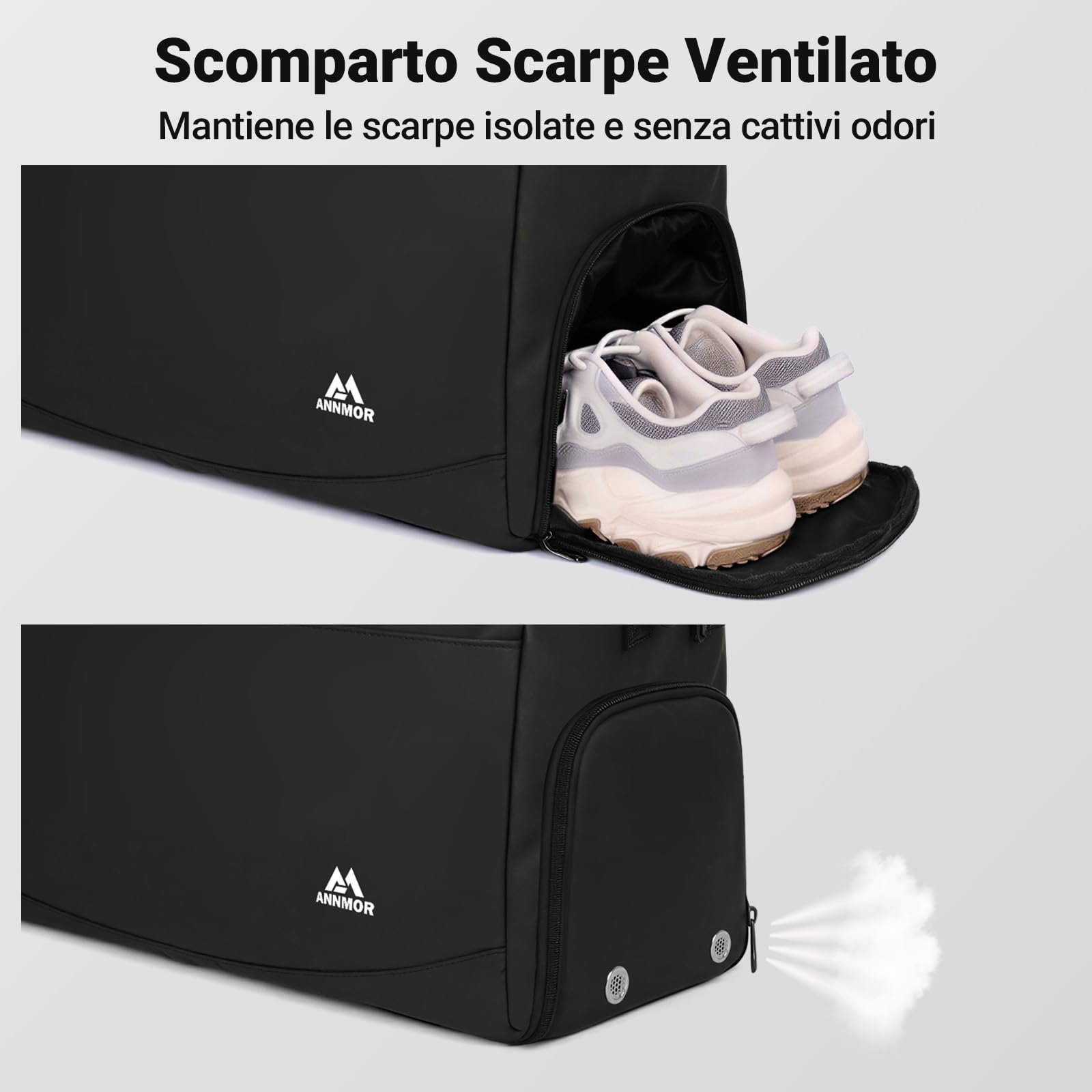 Borsa Palestra, 57L Capiente Gym Bag Uomo con Scomparto Scarpe Separato & Tasca Impermeabile