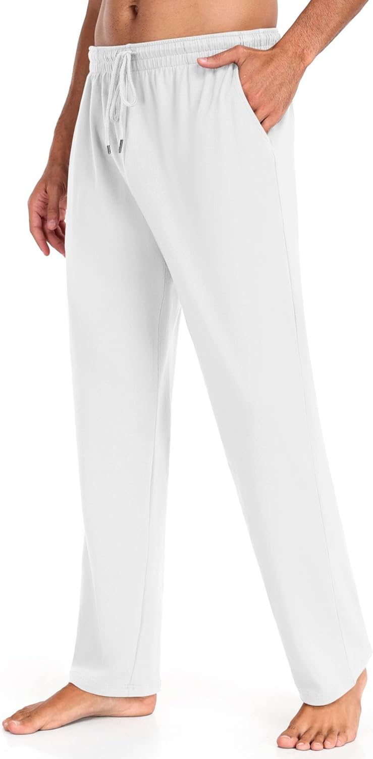 COOFANDY Men Cotton Yoga Pants Casual Sweatpants Jogger Open Bottom Lounge Pants with Pockets